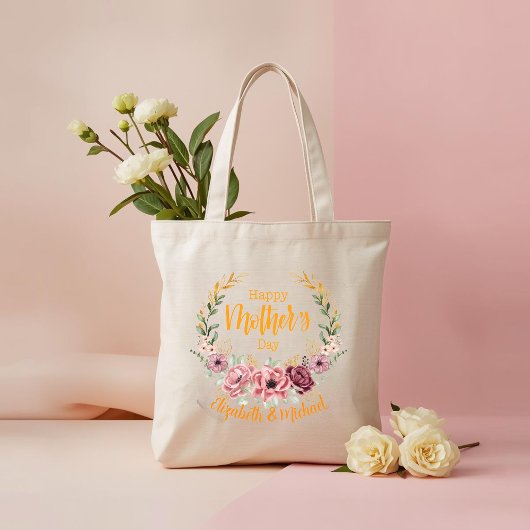Personalized Happy Mother’s Day Floral Tote Bag