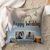 Personalized Happy Wedding Photo Collage Kussen (Deken)