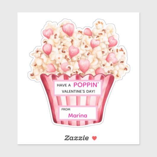 Personalized “Have a Poppin’ Valentine’s Day” Sticker (Vel)