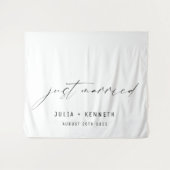 Personalized Head Table Decor Just Married Wedding Wandkleed (Voorkant (horizontaal))