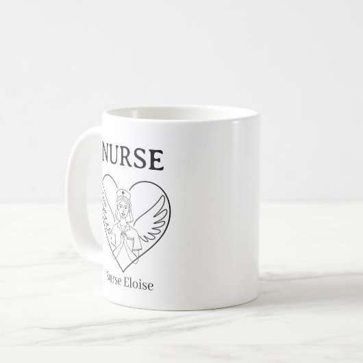 Personalized Heart Angel Nurse Mug (Devant gauche)