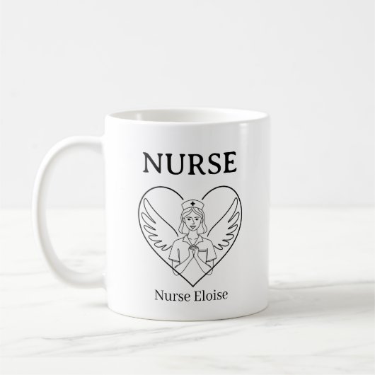 Personalized Heart Angel Nurse Mug (Gauche)