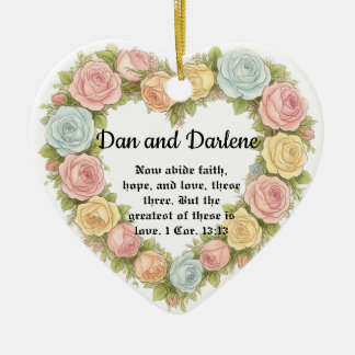 Personalized Heart Floral Bible Verse Ornament