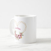 Personalized Heart & Flowers Romantic Mug (Devant gauche)