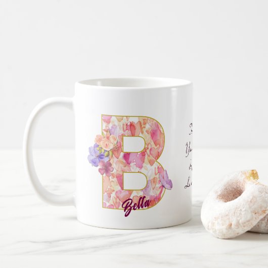 Personalized Heart Pattern B Initial Design Koffiemok (Met donut)