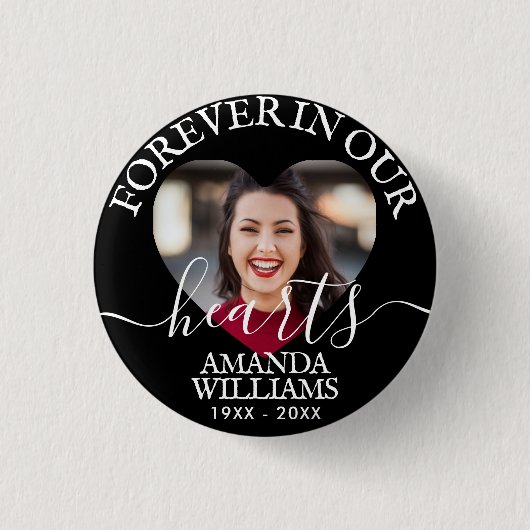 Personalized Heart Photo Memorial Ronde Button 3,2 Cm (Voorkant)