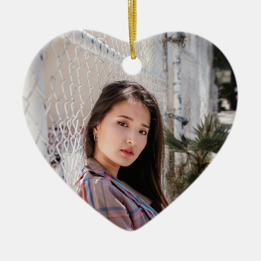 Personalized Heart Photo Ornament Birthday Message (Voorkant)