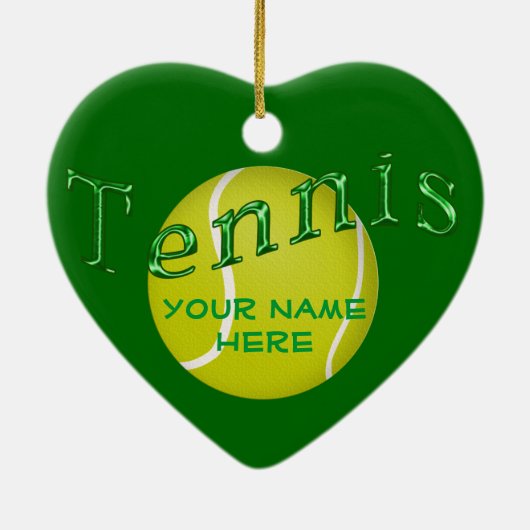 PERSONALIZED Heart Shaped Tennis Ornamies Keramisch Ornament (Achterkant)