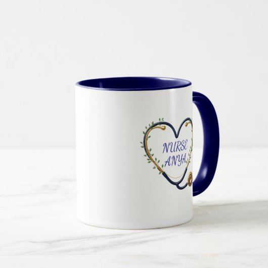 Personalized Heart Stethoscope Mug (Devant droit)