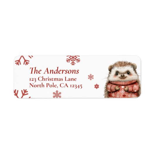 Personalized Hedgehog Christmas Return Label (Voorkant)