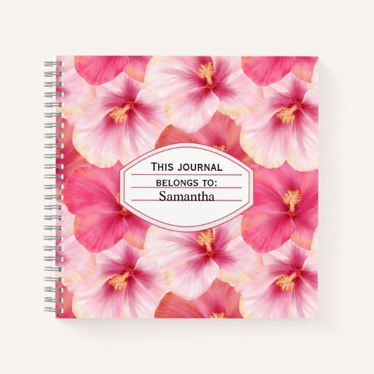 Personalized Hibiscus Floral Journal Notitieboek (Voorkant)