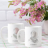 Personalized Hijab Line Art Mug Quran Verse 7:26