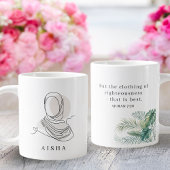 Personalized Hijab Line Art Mug Quran Verse 7:26