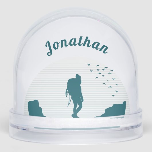 Personalized Hiker Silhouette Snow Globe Gift (Avant)