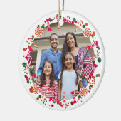 Personalized Holiday Candy Border Photo Keramisch Ornament (Links)