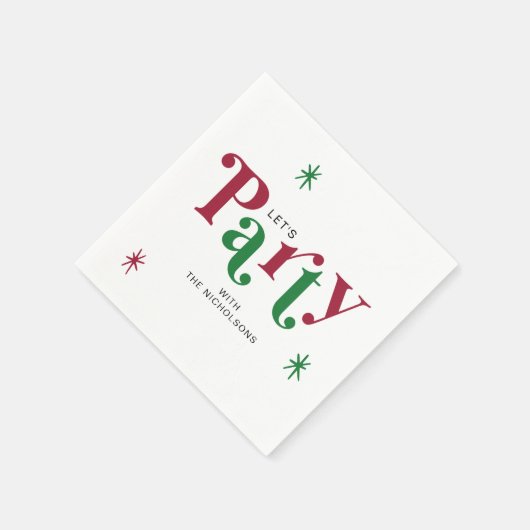Personalized Holiday Let's Party Festive Servet (Hoek)