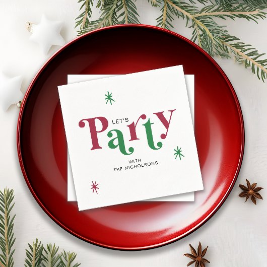 Personalized Holiday Let's Party Festive Servet