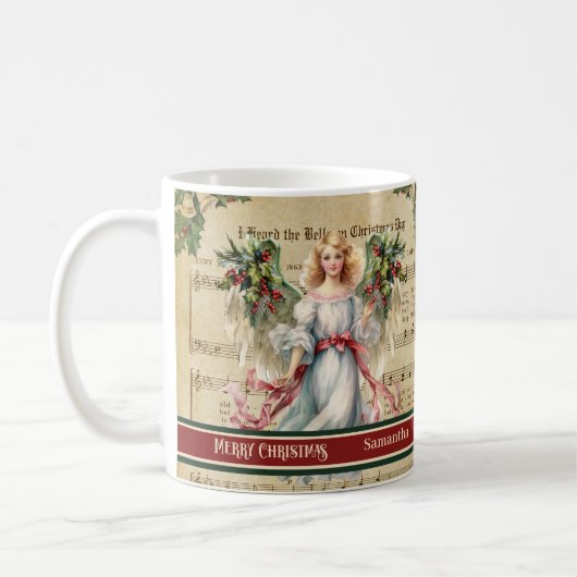 Personalized Holiday Mug Retro Angel Celebration Koffiemok (Links)