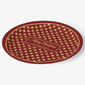 Personalized Holiday Paper Plates Red & Gold Dots Papieren Bordje (Gekanteld)