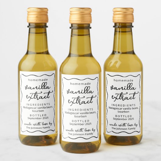 Personalized Homemade Vanilla Extract Doodle Label Wijn Etiket (Flessen)
