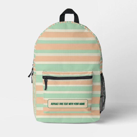 Personalized Horizontal Stripe Backpack Bedrukte Rugzak (Voorkant)