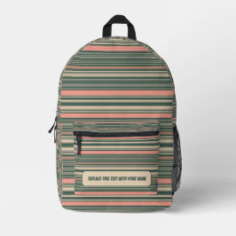 Personalized Horizontal Stripe Backpack Bedrukte Rugzak