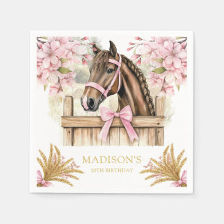 Personalized Horse Napkin – Blush Pink Country Servet
