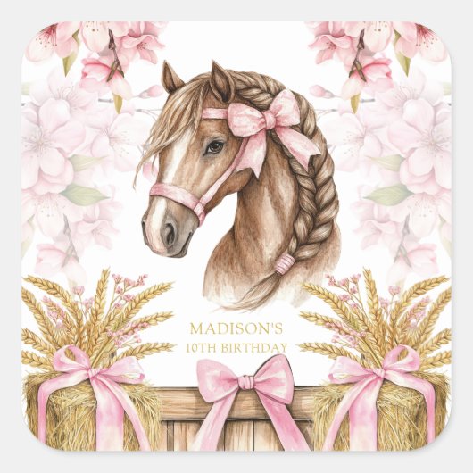 Personalized Horse Sticker – Blush Pink (Devant)