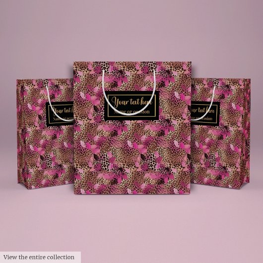 Personalized hot pink leopard skin gift wrap medium cadeauzakje