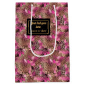 Personalized hot pink leopard skin gift wrap medium cadeauzakje (Achterkant)