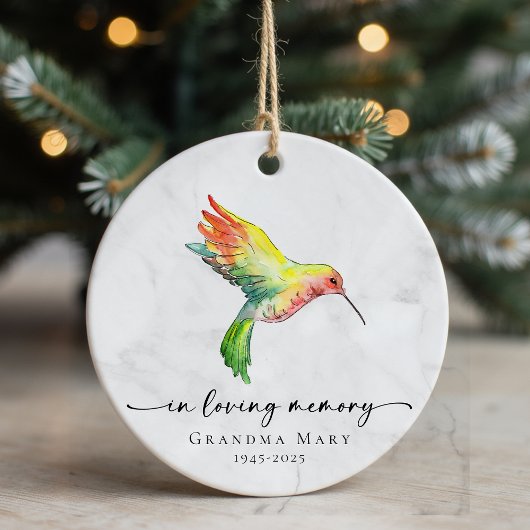 Personalized Hummingbird In Loving Memory Keepsake Keramisch Ornament