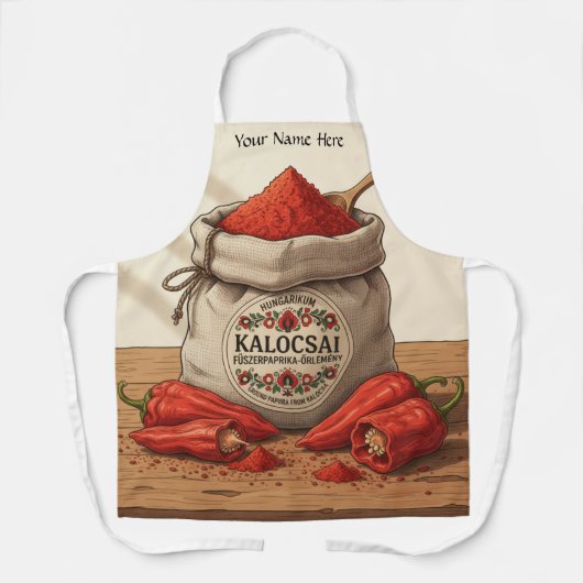 Personalized Hungarian Kalocsai Paprika Apron Schort (Voorkant)