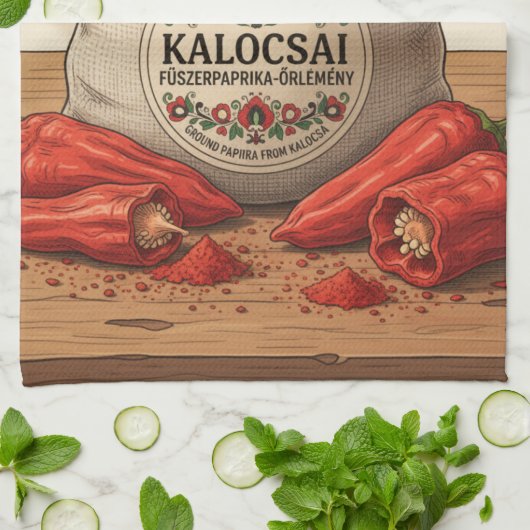Personalized Hungarian Kalocsai Paprika Apron  Theedoek (Gevouwen)