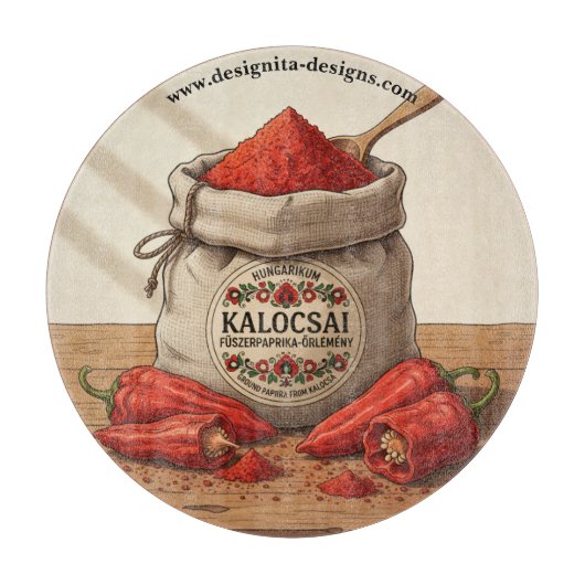 Personalized Hungarian Kalocsai Paprika Snijplank (Voorkant)