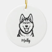 Personalized Husky Dog Christmas Keramisch Ornament (Voorkant)