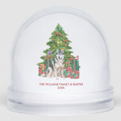 Personalized Husky Dog Christmas Sneeuwbol (Voorkant)