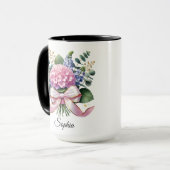 Personalized Hydrangea Flower Name Mug Gift Mok (Voorkant links)