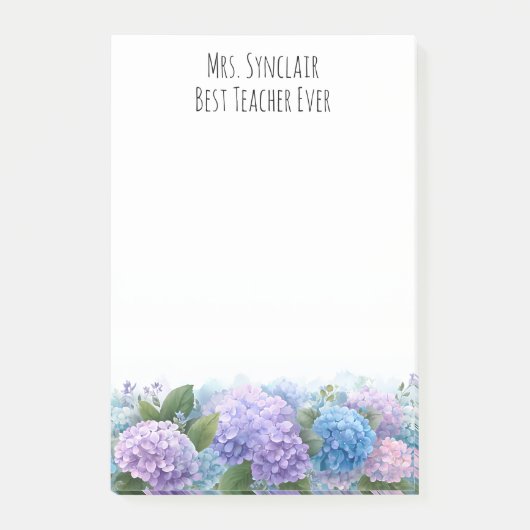 Personalized Hydrangea Flower Teacher Appreciation Post-it® Notes (Voorkant)