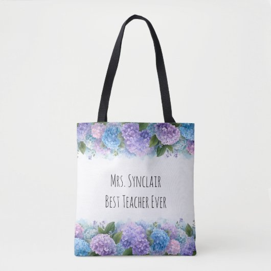 Personalized Hydrangea Teacher Thank You Draagtas (Voorkant)