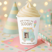 Personalized Ice Cream Truck Photo Birthday Papieren Bekers