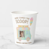 Personalized Ice Cream Truck Photo Birthday Papieren Bekers (Voorkant)