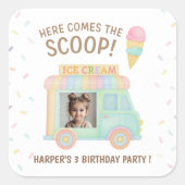 Personalized Ice Cream Truck Rainbow Sprinkle  Vierkante Sticker (Voorkant)