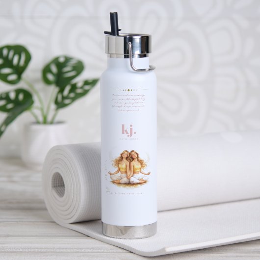 Personalized Illustrated Gemini Zodiac Quote Waterfles (Yoga (Gedraaid)  )