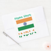 Personalized India Flag Square Label  (Envelop)