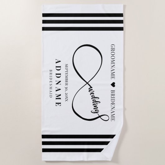 Personalized Infinity Wedding Favor Gift Strandlaken (Voorkant)