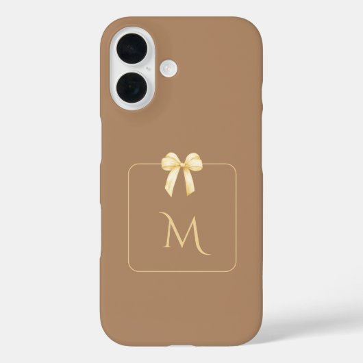 Personalized Initial Bow Brown Aesthetic Case-Mate iPhone Case (Achterkant)
