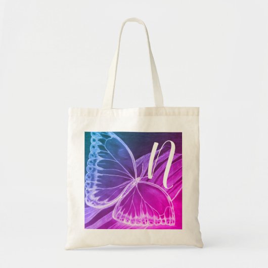 Personalized Initial Butterfly Shopper Tote Bag (Devant)