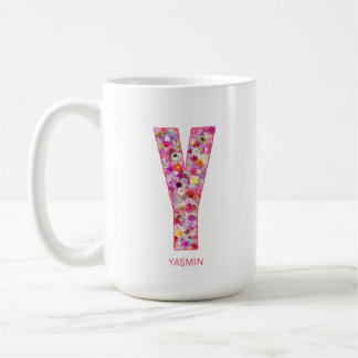 Personalized Initial | Floral Letter Y Monogram  Koffiemok