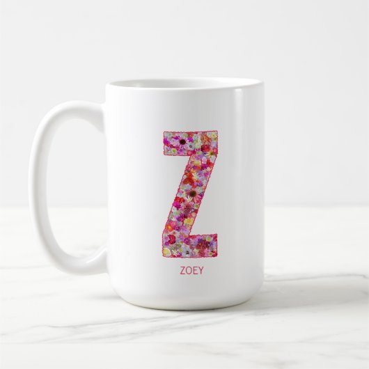 Personalized Initial | Floral Letter Z Monogram Koffiemok (Links)