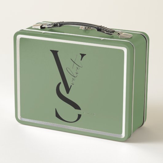 Personalized Initial Monogram Metal Lunch Pail (Achterkant)